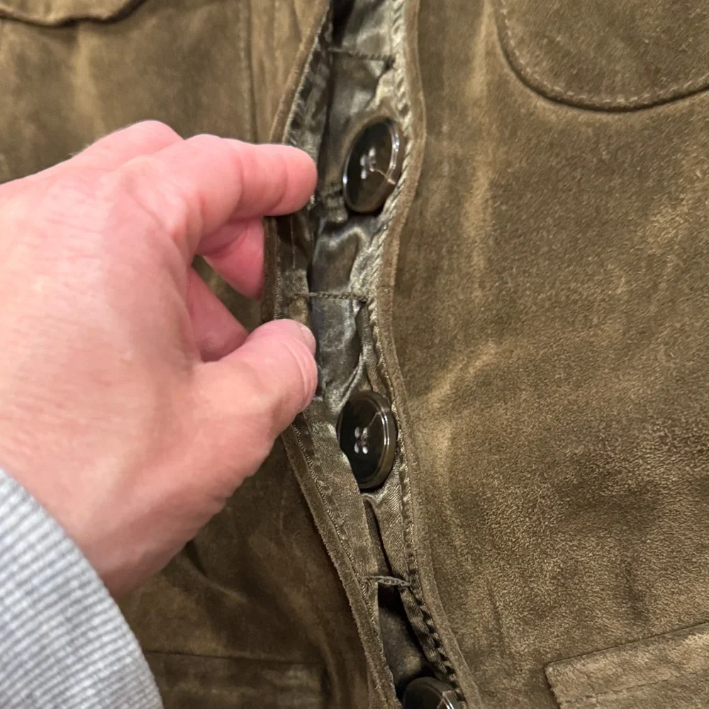 Ann Taylor Olive Green/Brown Suede Belted Blazer Jacket 2 NWOT - Picture 5 of 9